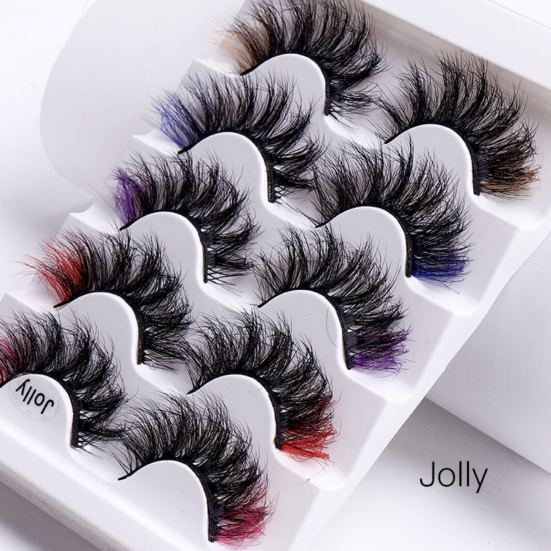 5 Pairs Of Colorful Fried False Eyelashes Multi Layer Thick Cross Mink Like Eyelashes - V.I.P Digital Presence