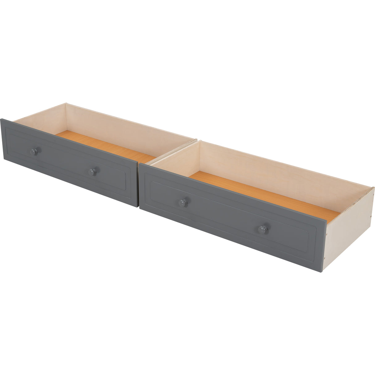 Full over Full Bunk Bed with Drawers, Convertible Beds Gray