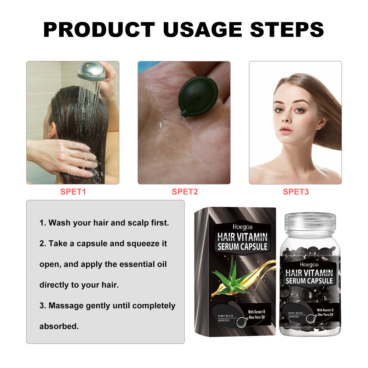 Hair Essential Oil Treatment Black Capsule, Repair Dry Hair Frizz, Strong, Strong, Solid And Smooth Hair Care - V.I.P Digital Presence