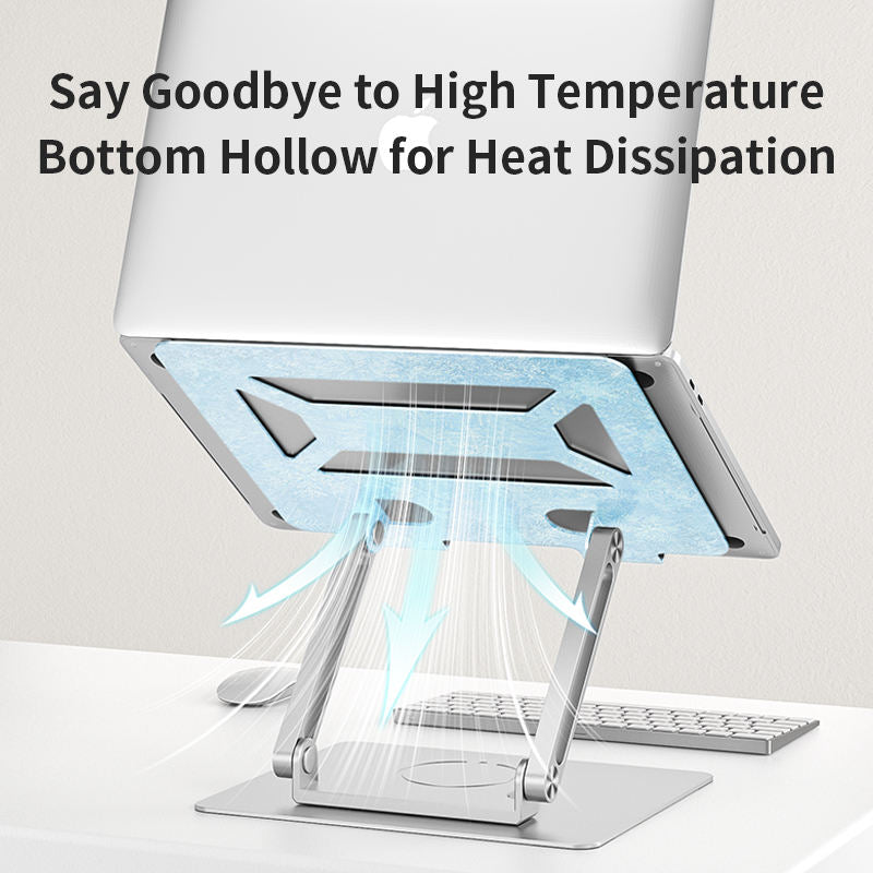 Soporte de aluminio para portátil de oficina, soporte de refrigeración para computadora, doble poste, plegable, rotación continua de 360 grados