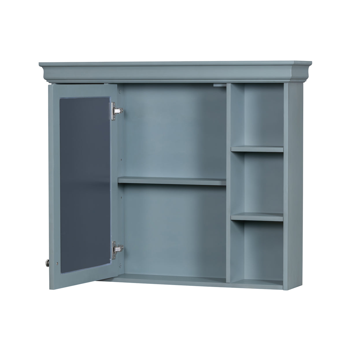 35 ''x 28' 'blue wall mounted bathroom storage cabinet with mirror door and medication cabinet with 6 open shelves - V.I.P Digital Presence