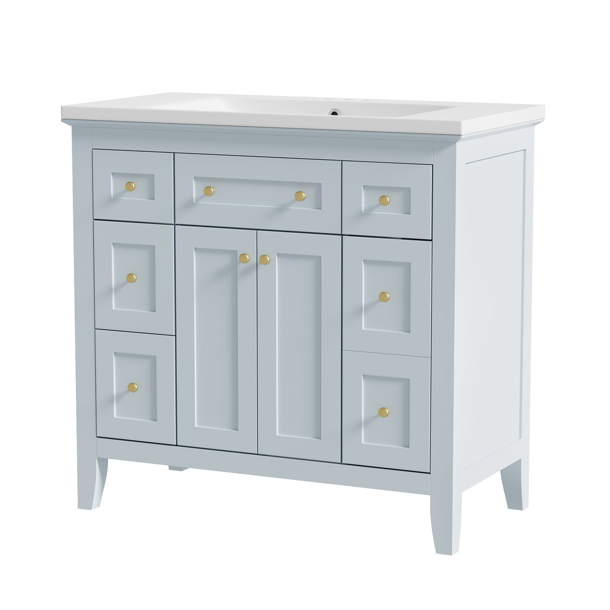 36 inch bathroom vanity with resin sink combination set with 6 drawers and 2 cabinets, storage cabinet vanity set, light blue - V.I.P Digital Presence