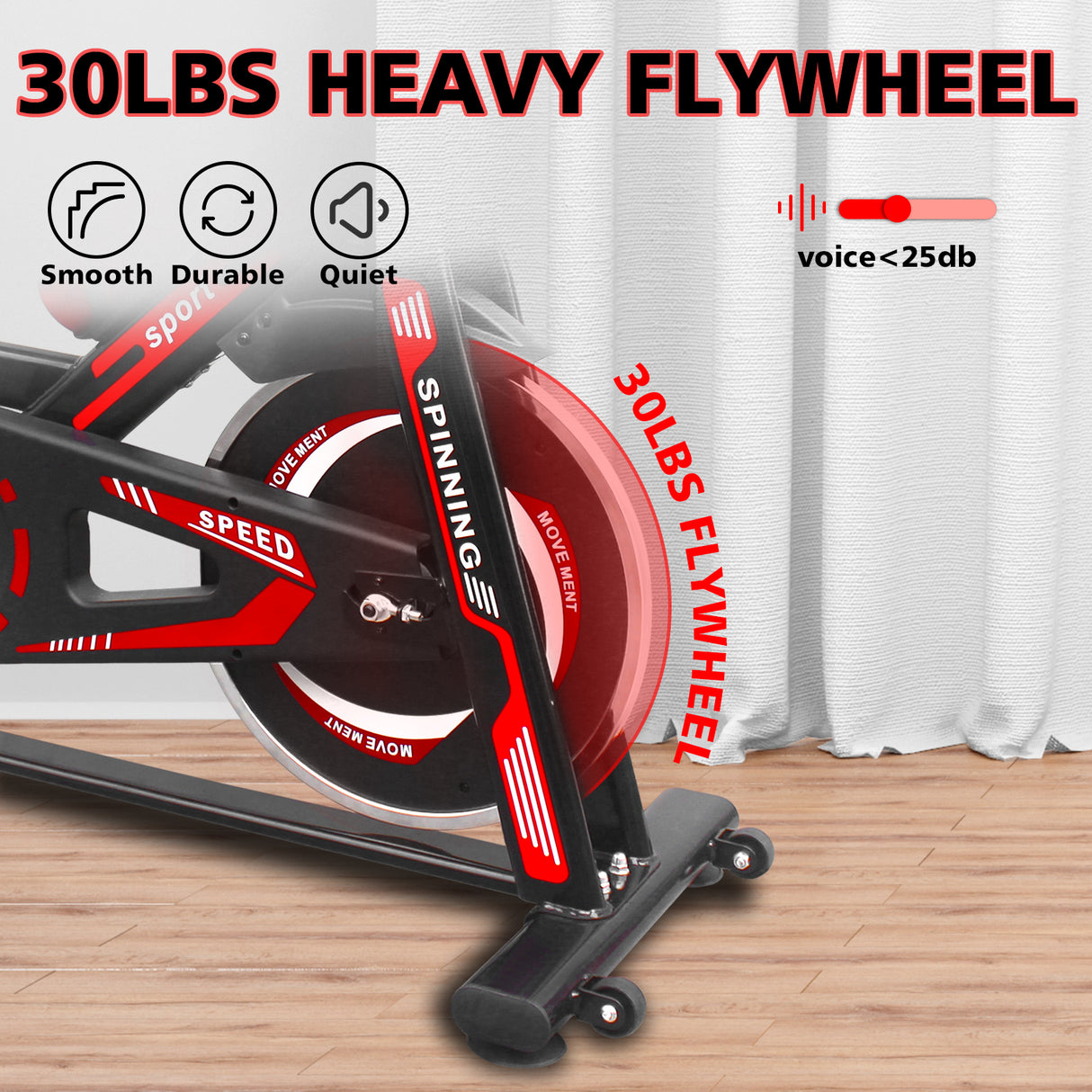 Indoor Exercise Bike Cycling Bike with Comfortable Seat Cushion Black+Red - V.I.P Digital Presence