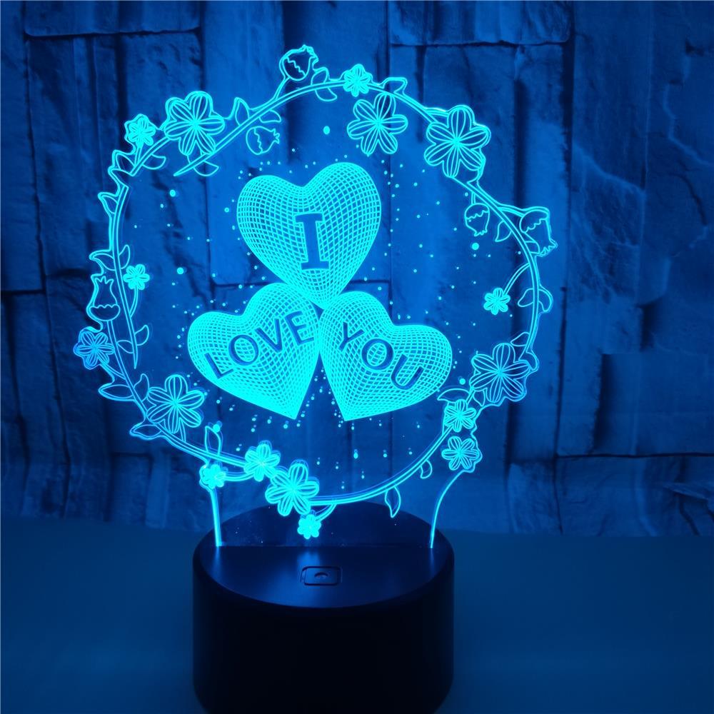 3D Lamp Pattern I LOVE YOU Valentine's Day Wedding Gift Colorful Touch Love 3D LED Lamp - V.I.P Digital Presence