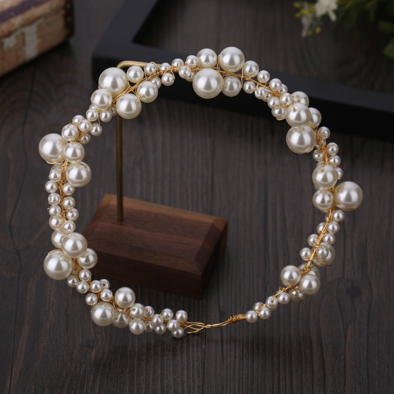 Handmade pearl twisted bead beaded soft chain headband headwear - V.I.P Digital Presence