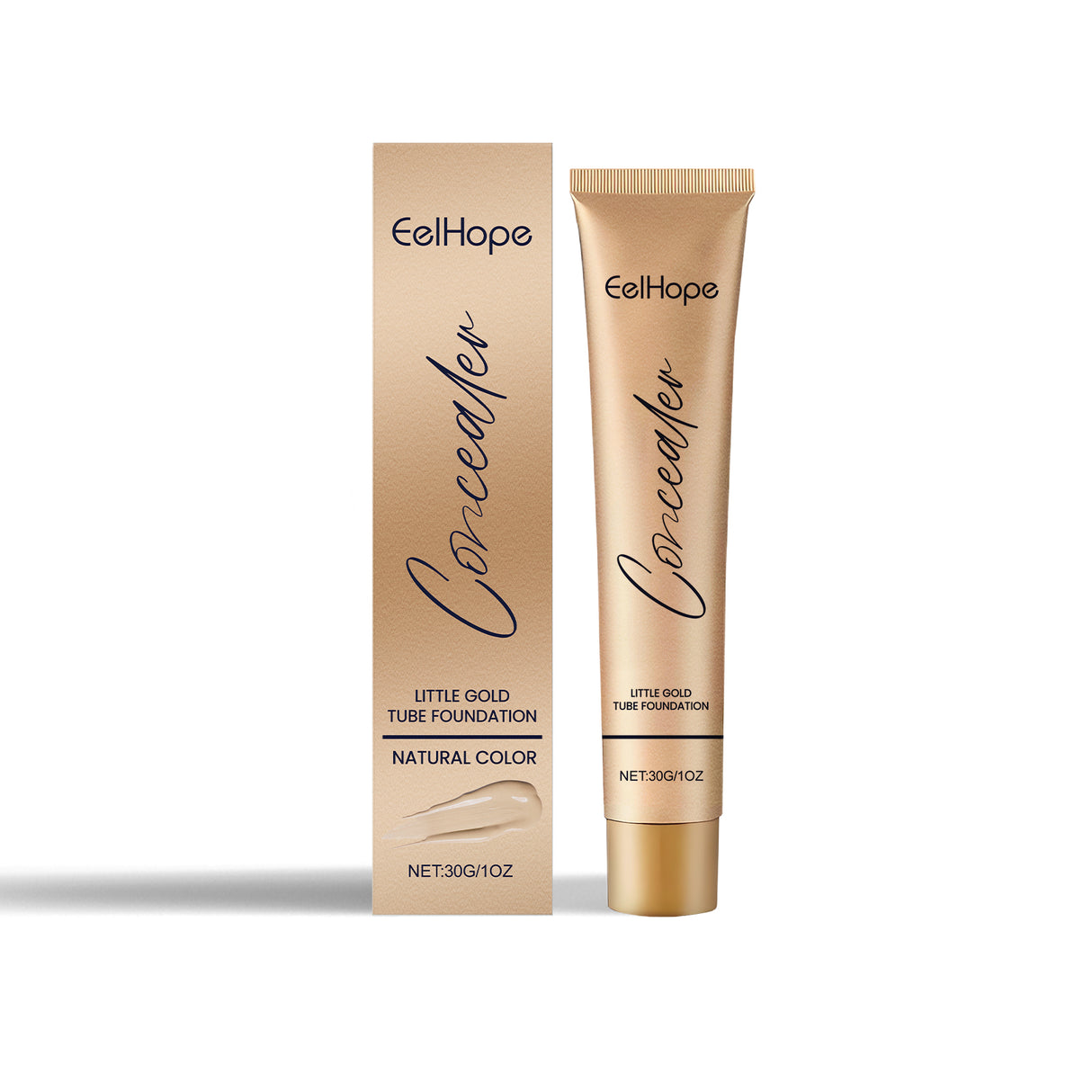 Small Gold Tube Foundation Concealer, Natural Lightweight Skin Concealer Not Easy To Remove Makeup Moisturizing Liquid Foundation - V.I.P Digital Presence