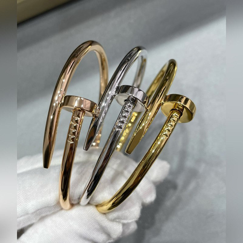 V-Gold Diamond Pavé Screw Cuff for Couples - Titanium Steel Open-Close Clasp - V.I.P Digital Presence