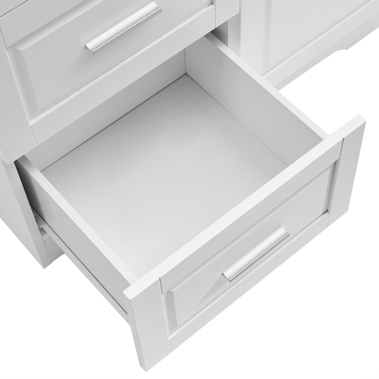 Tall and Wide Storage Cabinet with Doors for Bathroom/Office, Three Drawers, White - V.I.P Digital Presence