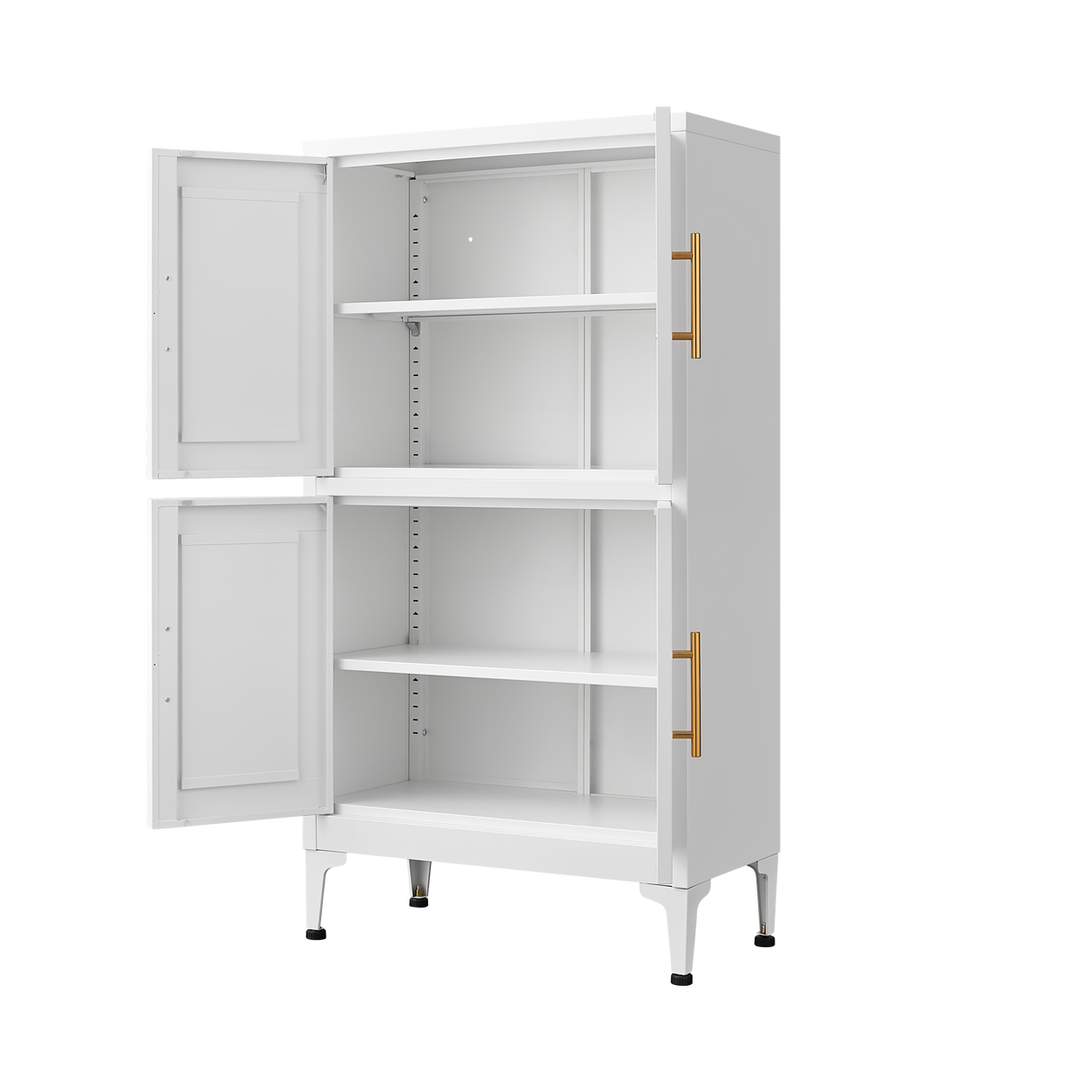 White metal kitchen storage cabinet, kitchen pantry storage cabinet with door and shelf, adjustable leveling feet - V.I.P Digital Presence