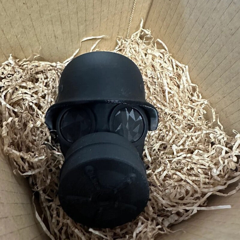 3D - printed trailer hitch cover with steel helmet and gas mask design. Protects the receiver tube from rusting. - V.I.P Digital Presence