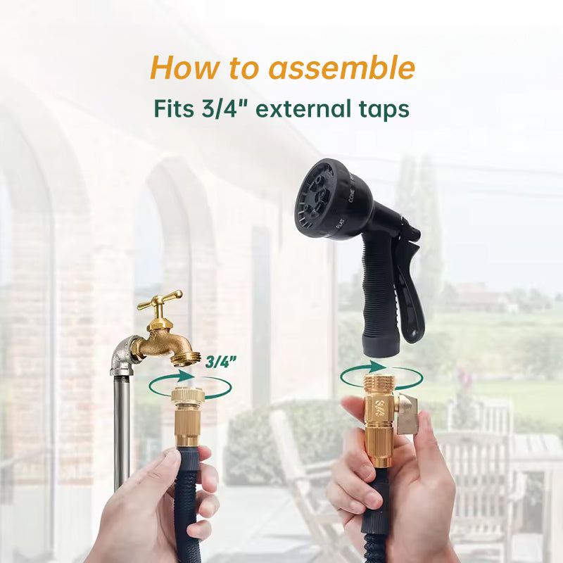 100 - ft Expandable Garden Hose with Nozzle. Light, Durable & Kink - Free for Car Wash & Outdoor Watering - V.I.P Digital Presence