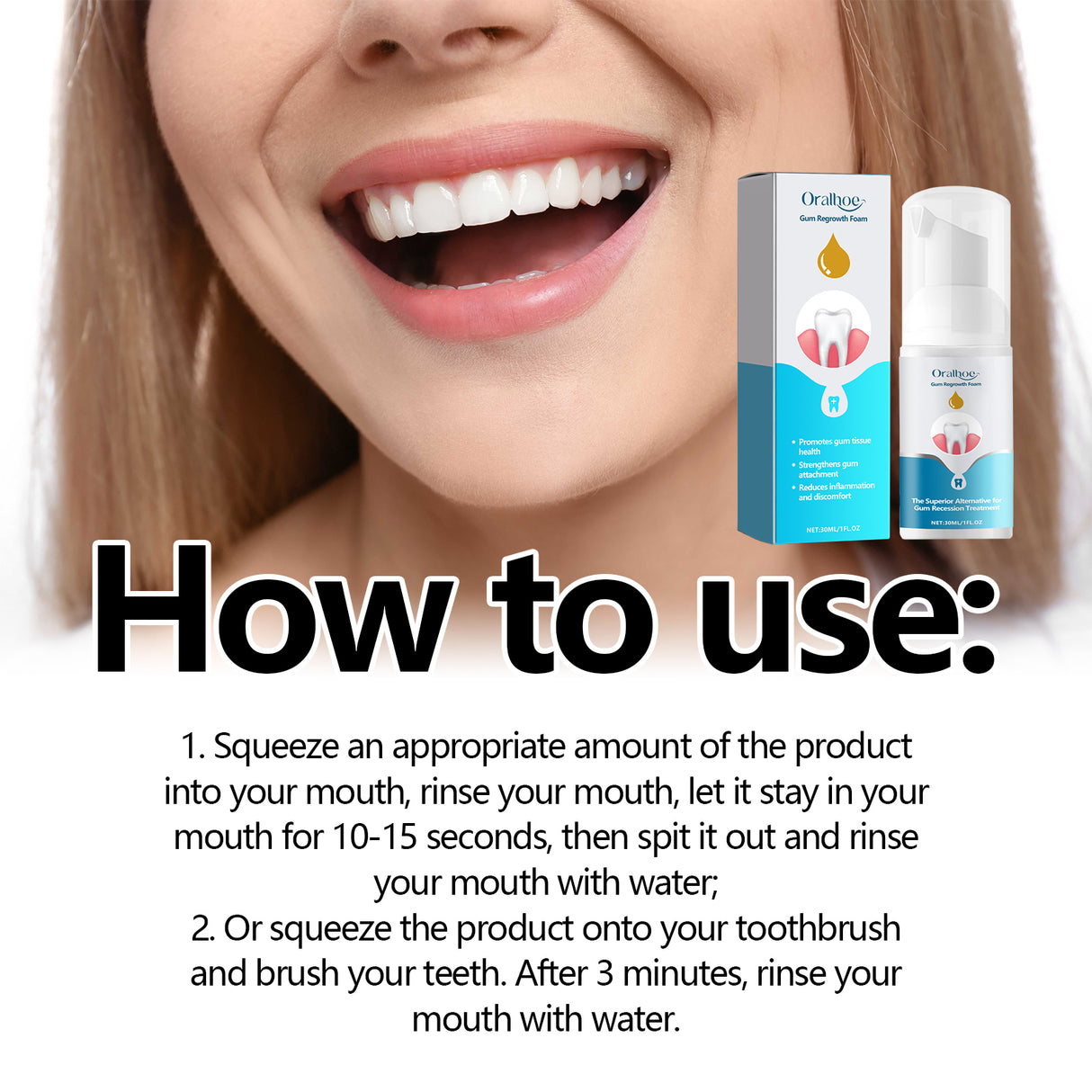 oralhoe Gum Regrowth Foam, Clean Teeth Tartar Care Gums Clean Teeth Anti-Moth Fresh Breath Mousse - V.I.P Digital Presence