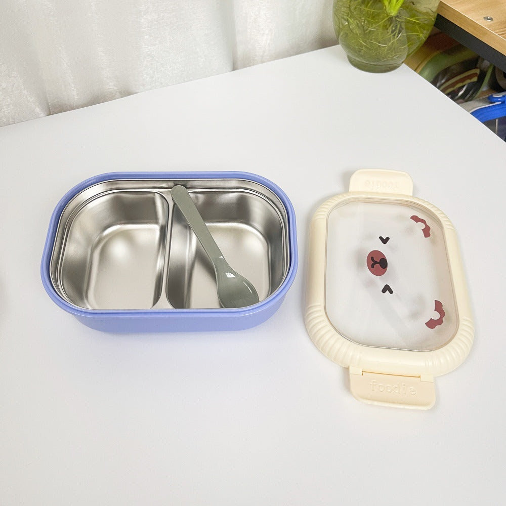 Cartoon cute bear stainless steel portable compartment lunch box with lid - V.I.P Digital Presence