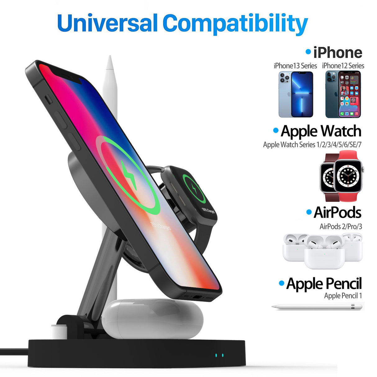 Vertical Magsafe Magnetic Folding Three-in-one Stand Mobile Phone Watch Headset 1 Generation Pen Four-in-one Wireless Charger - V.I.P Digital Presence