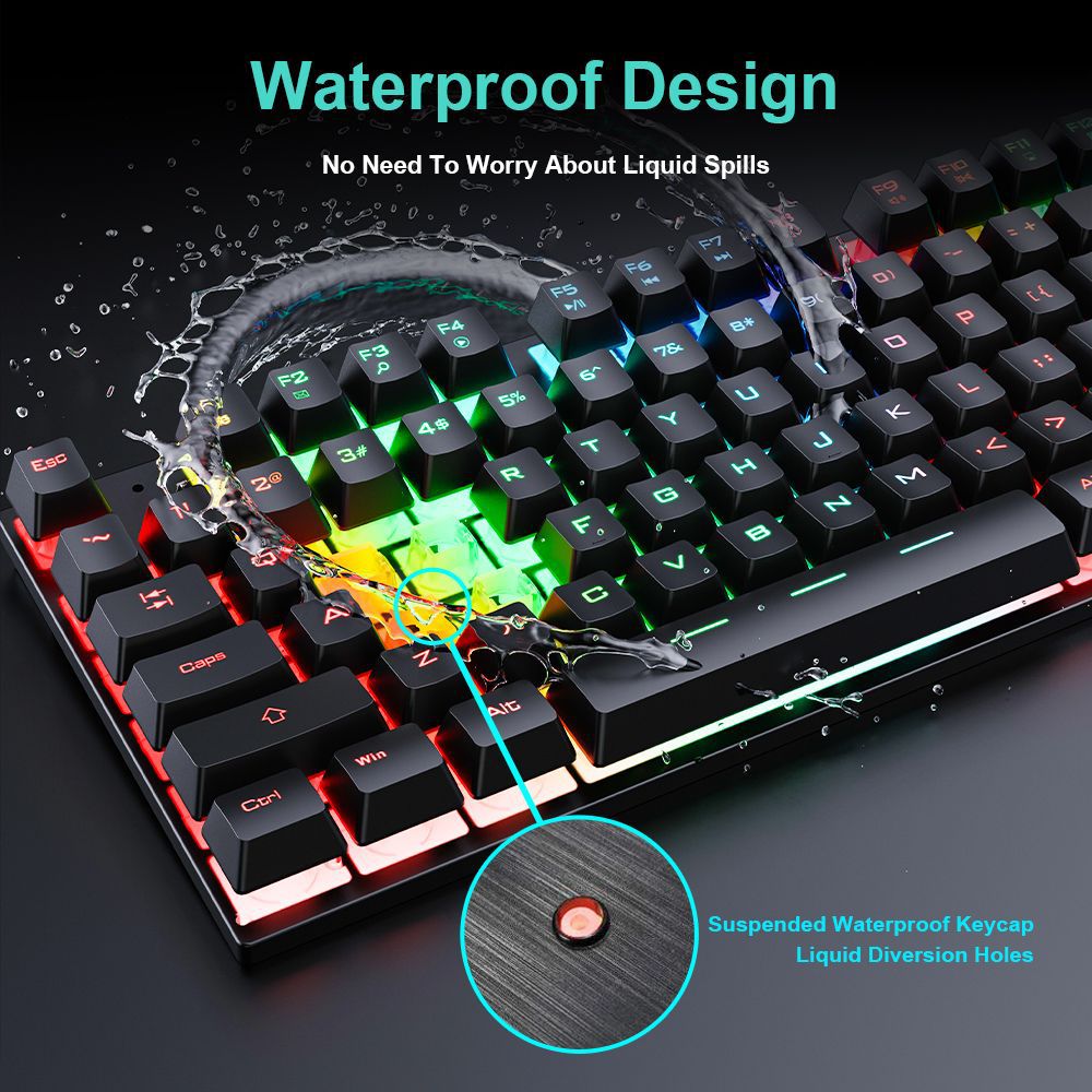 Wired gaming keyboard floating keycap rainbow backlit keyboard and mouse set AN-300 - V.I.P Digital Presence