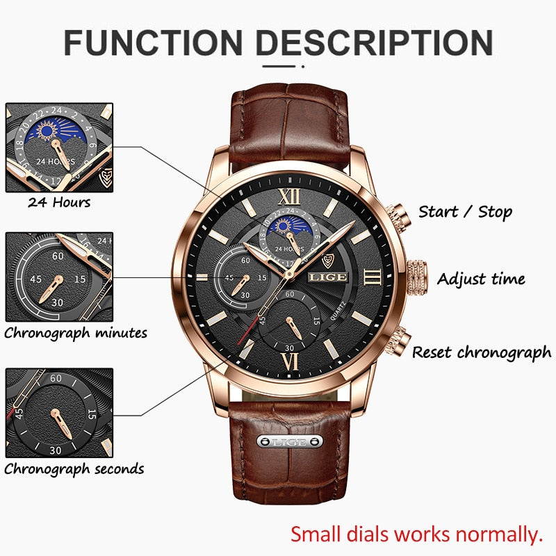 LIGE Men's Watches Top Brand Luxury Men Wrist Watch Leather Quartz Watch Sports Waterproof Male Clock Relogio Masculino+Box - V.I.P Digital Presence