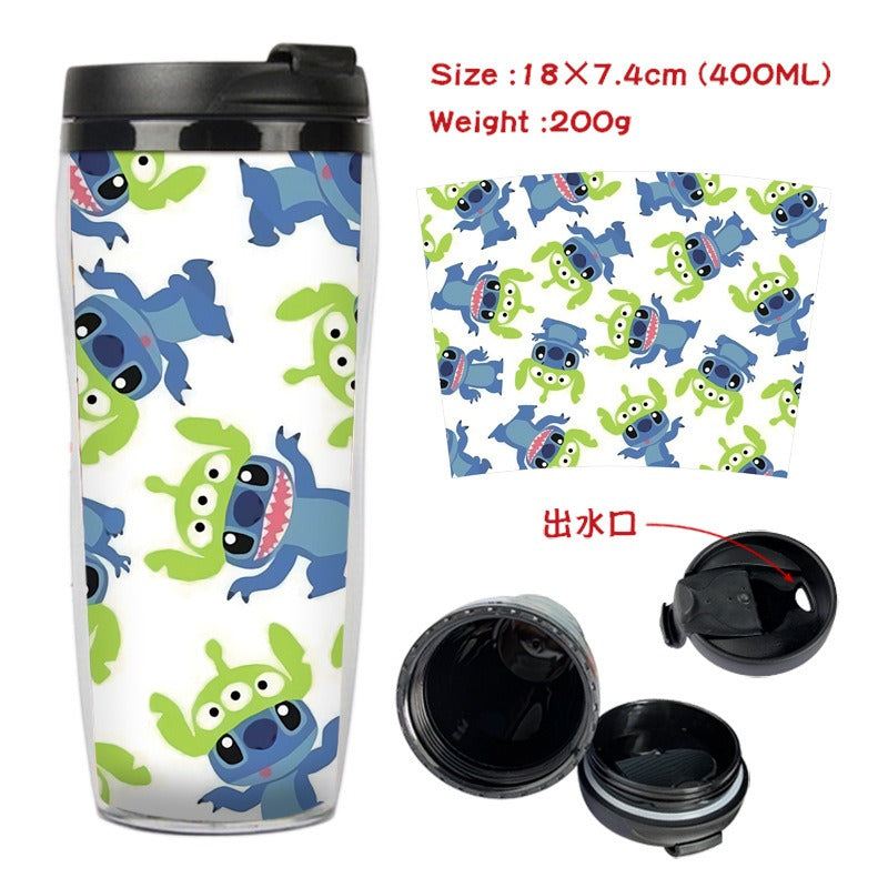 Stitch Stitch animation peripheral double-layer insulated plastic cup two-dimensional cartoon tea cup cold water kettle water cup - V.I.P Digital Presence