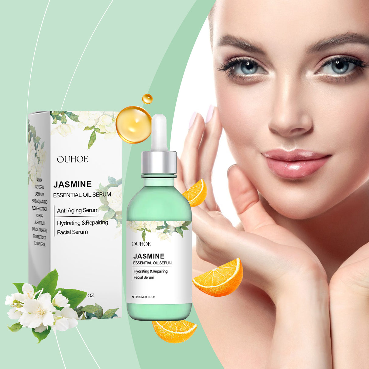 Ouhoe Jasmine Brightening Essential Oil, Lighten Fine Lines And Anti-Wrinkle Essential Oil Refreshing Non-Sticky Firming Brightening Essence - V.I.P Digital Presence