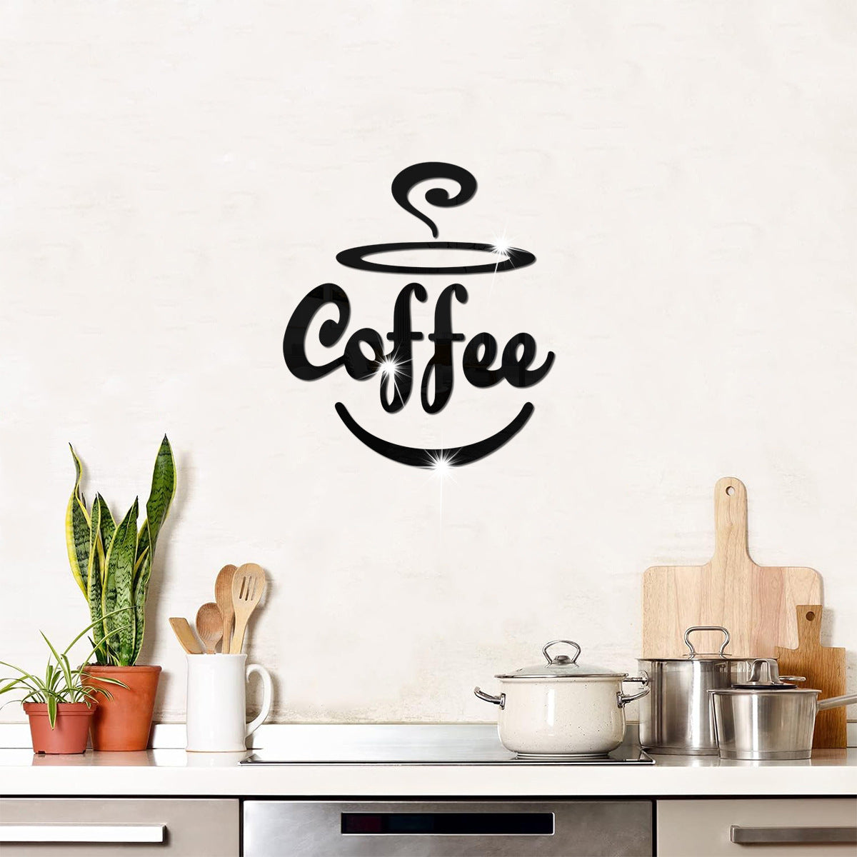 Coffee Themed Mirror Acrylic Wall Stickers for Kitchen and Dining Room - V.I.P Digital Presence