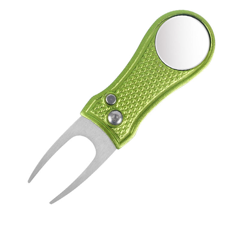Golf Green Fork Aluminum Handle Folding Spring Repair Tool Gift New
