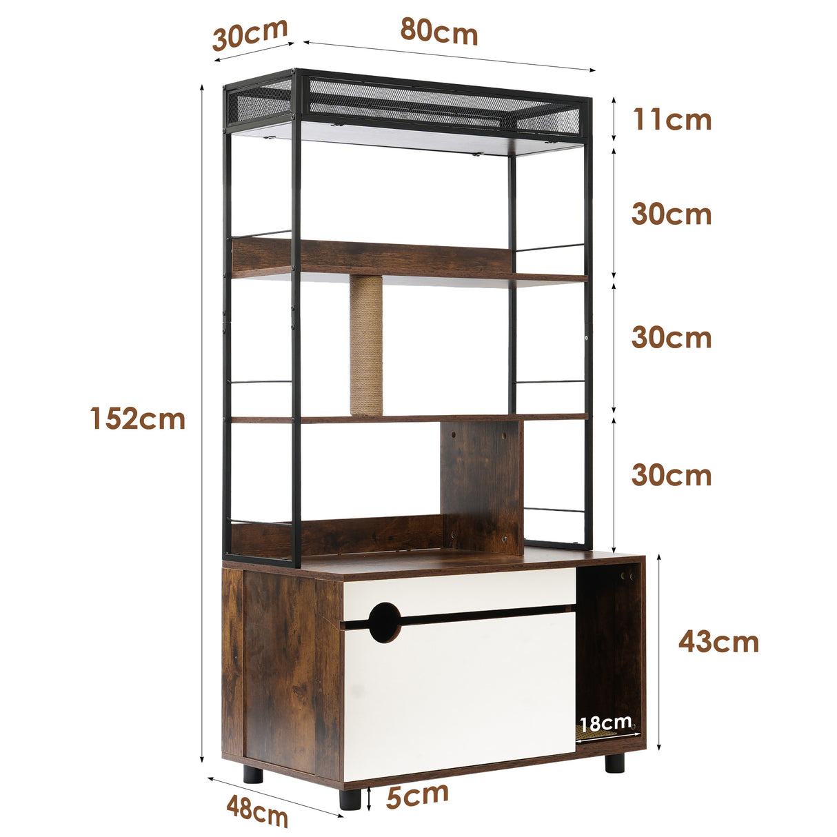 Cat Litter Box Enclosure with Shelves,Hidden Litter Box with Scratching Posts, litter box furniture ,Wooden Cat tree - V.I.P Digital Presence