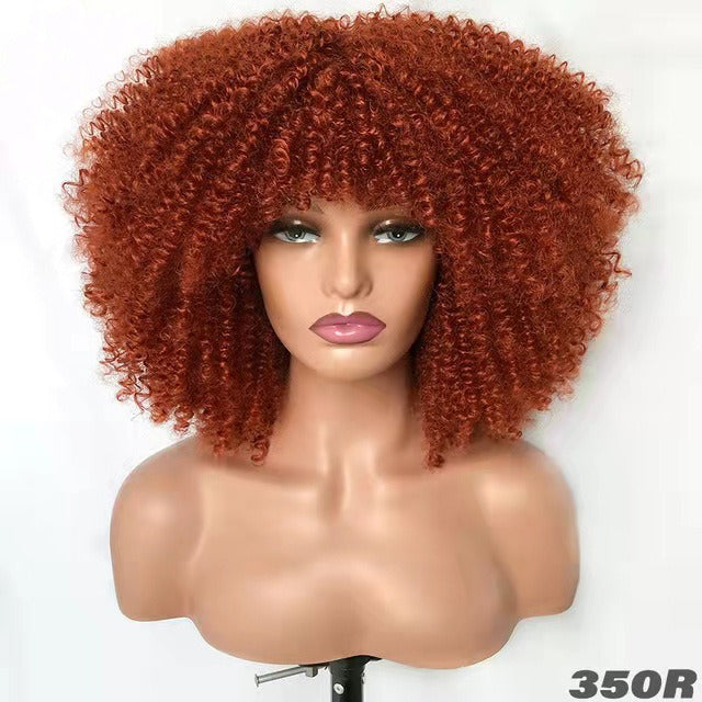 Female Hair African Small Curly Hair Explosion Head Black Chemical Fiber Wig Full Head Set - V.I.P Digital Presence