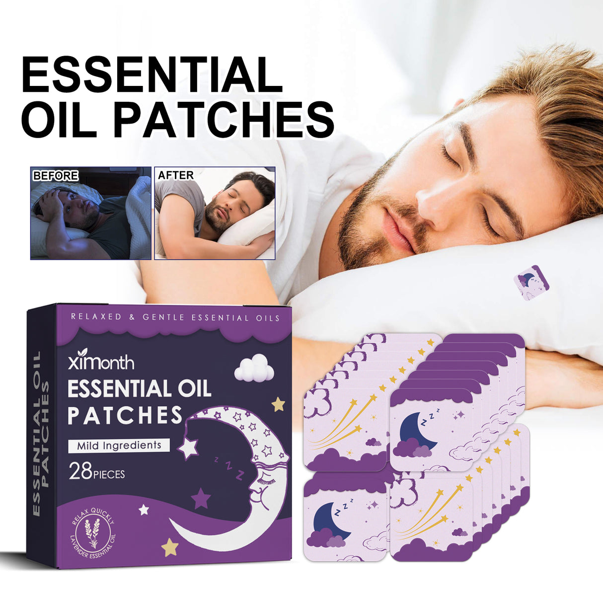 Essential Oil Goodnight Patch, Helps You Fall Asleep Quickly At Night And Relieves Body Muscle Fatigue And Stress Sleep Patch - V.I.P Digital Presence