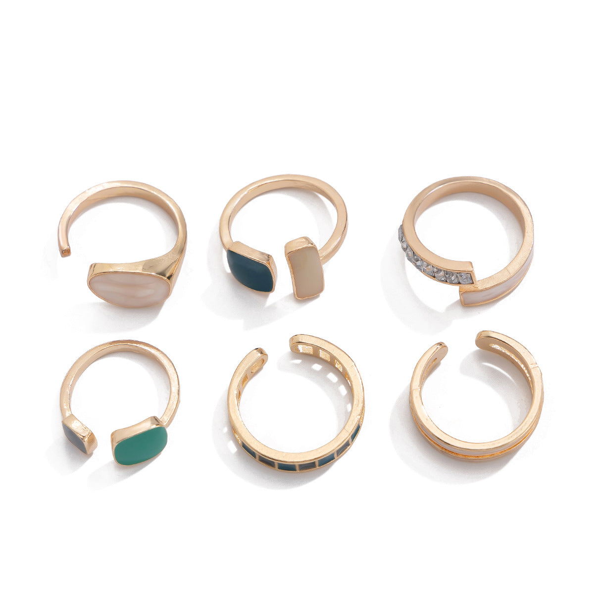 French retro irregular alloy ring light luxury style geometric drip oil ring set - V.I.P Digital Presence