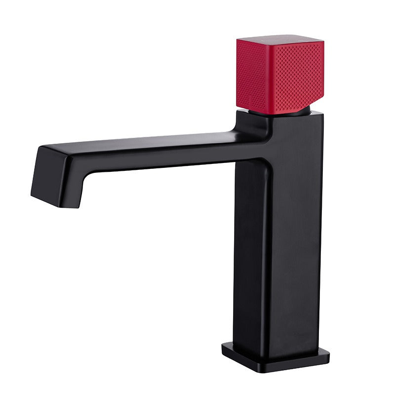 Black square single hole cold and hot countertop basin sink chrome faucet - V.I.P Digital Presence