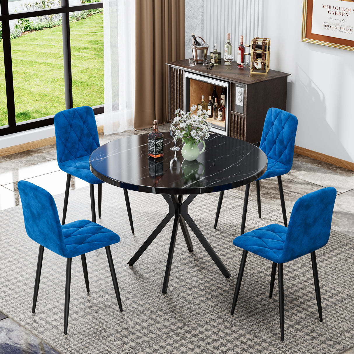 Dining Chairs Set of 4, Modern Kitchen Dining Room Chairs, Velvet Dining Chair Upholstered Cushion Seat and Sturdy Metal Legs - V.I.P Digital Presence