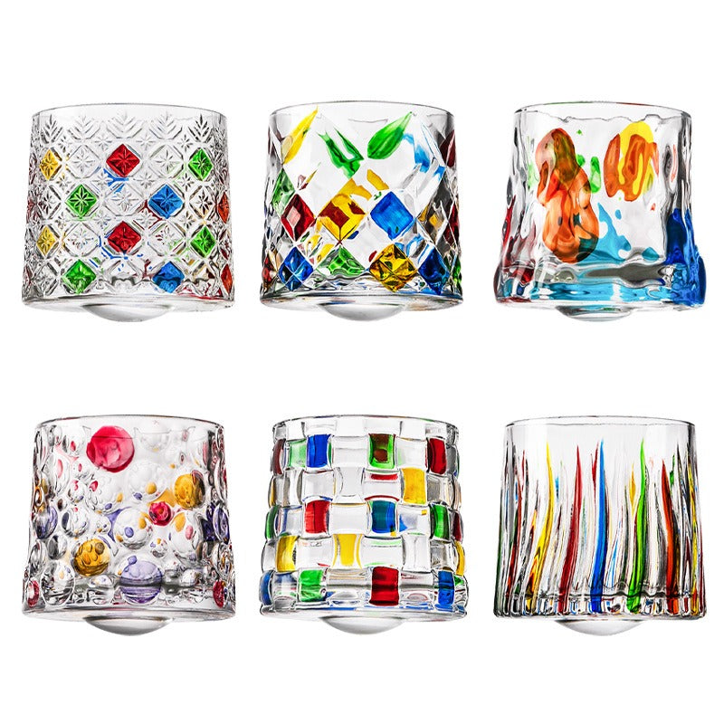Hand drawn rotating glass cups multiple multi-purpose whiskey glasses rotating glass cups - V.I.P Digital Presence