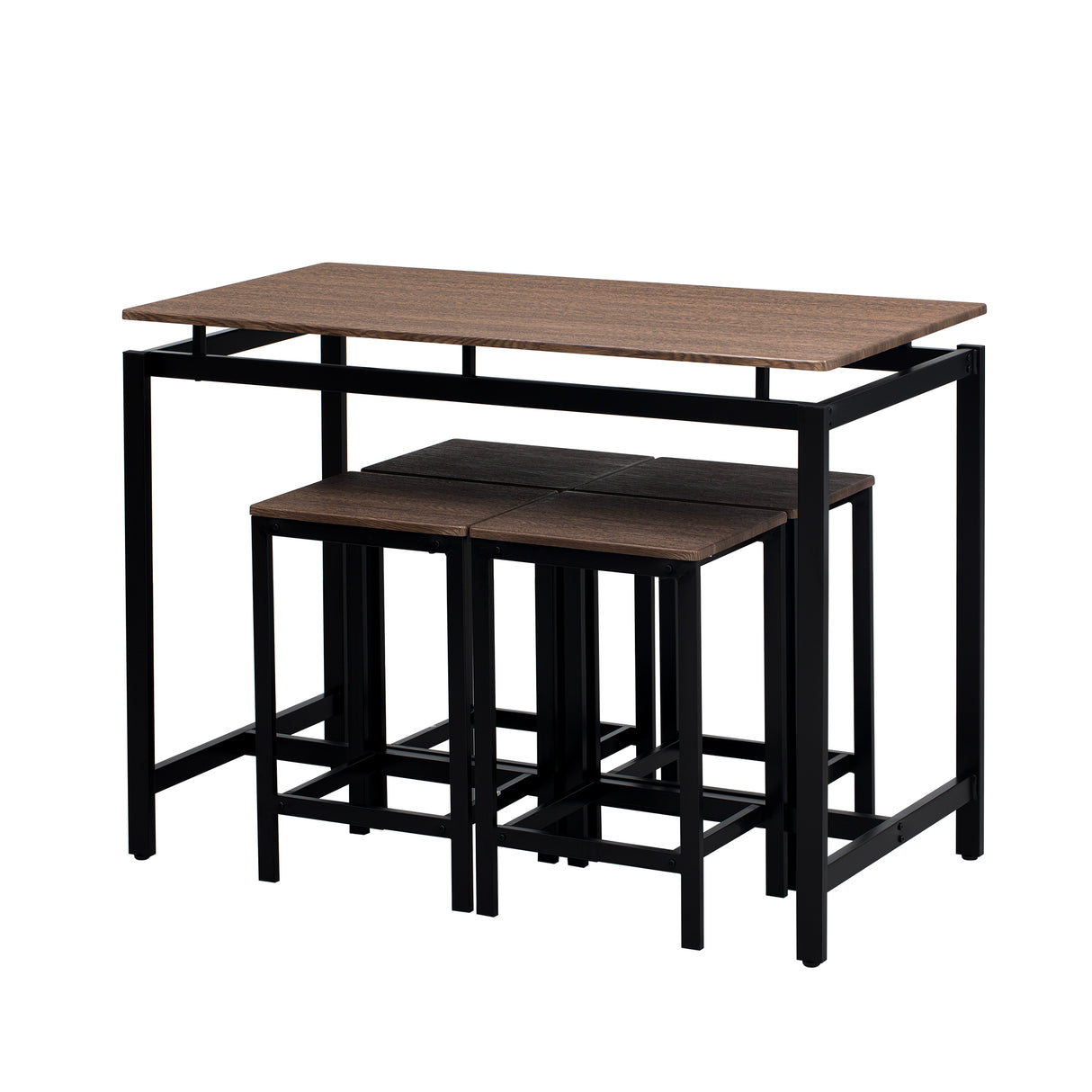 TREXM 5-piece compact bar table with table and stool - modern industrial design (dark brown) - V.I.P Digital Presence