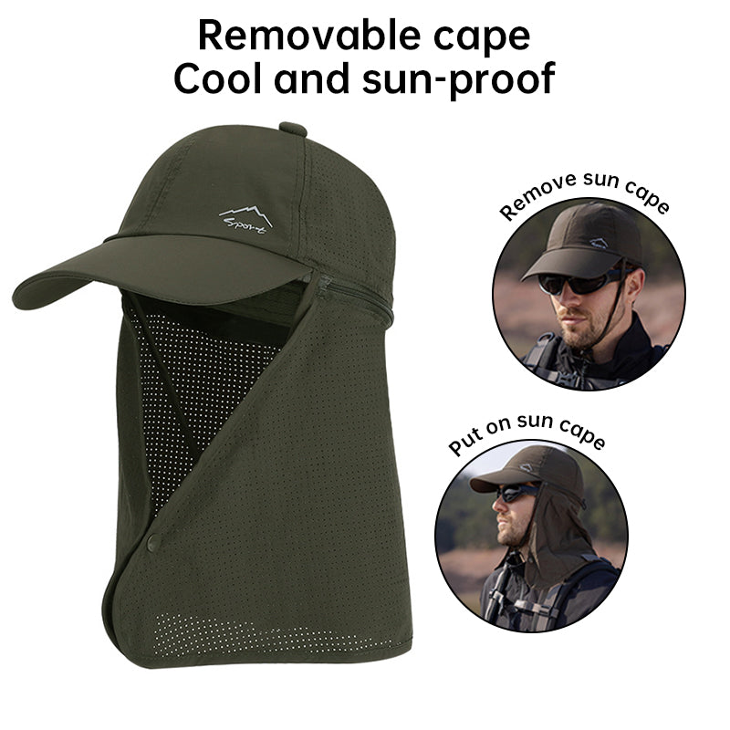 1pc Summer Baseball Cap with Detachable 360° Neck Sun Flap. For men, hiking, fishing, outdoor. - V.I.P Digital Presence