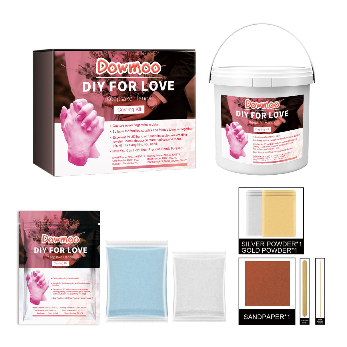 DOWMOO Diy For Love Keepsake Hands Casting Kit, Clone Powder Model Powder 3d Three-Dimensional Hand And Foot Film Technology Souvenir - V.I.P Digital Presence