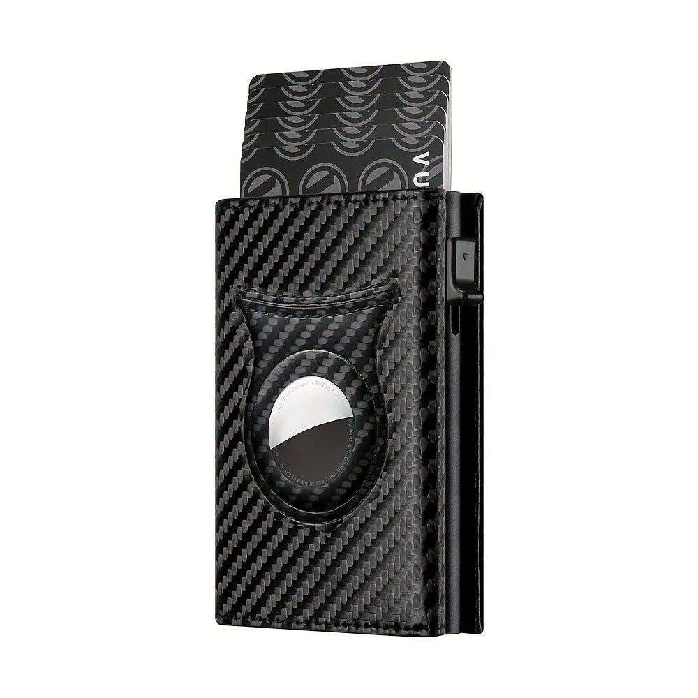 Men's Carbon Fiber Magnetic Card Clip PU Leather RFID Bank Card Bag Large Capacity Card Clip - V.I.P Digital Presence