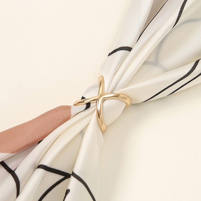 Creative Rice King Star Gold-Plated Scarf Buckle Multi-Purpose X Cross Hollow Smooth Surface Scarf Square Shawl Buckle - V.I.P Digital Presence