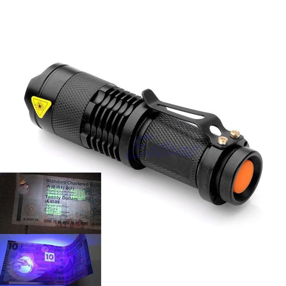 Mini 3 Modes LED UV Flashlight Q5 SK68 Waterproof Zoomable Lantern Torch 395nm Violet Light Lamp Used By AA Or 14500 - V.I.P Digital Presence