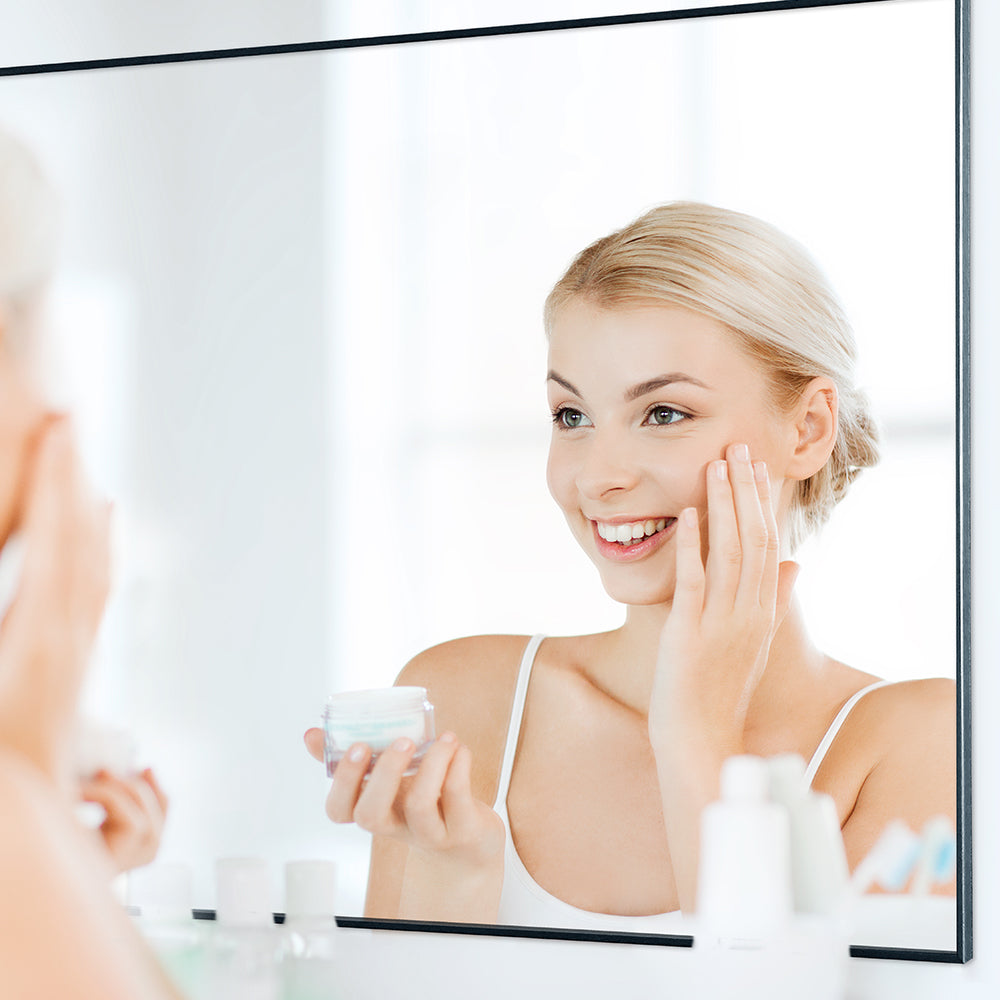 36x24 inch modern black bathroom mirror with aluminum frame decorative wall mirror suitable for living room, bedroom