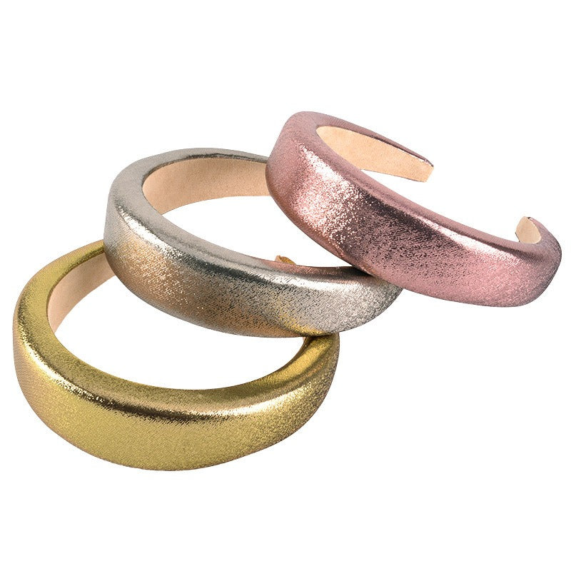 Bright Sponge Hair Hoop Wide Edge Thick Colored Shiny Silk Fabric Hair Accessories - V.I.P Digital Presence