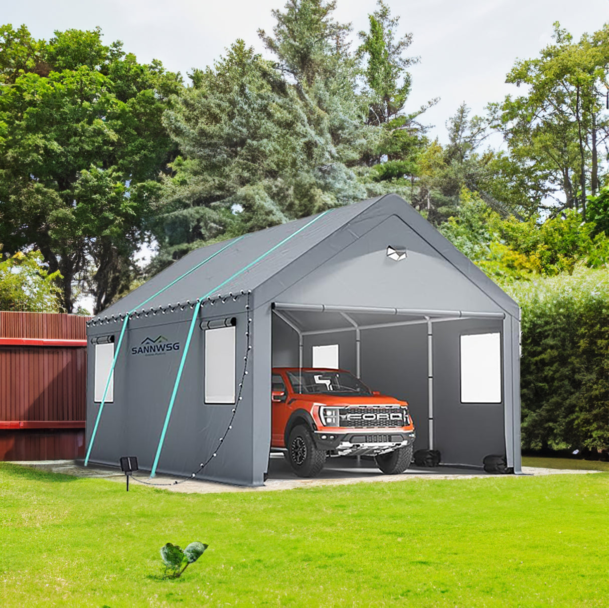 10x20 ultra large portable carport garage with rolling shutter windows and waterproof cloth, metal roof and side walls - V.I.P Digital Presence