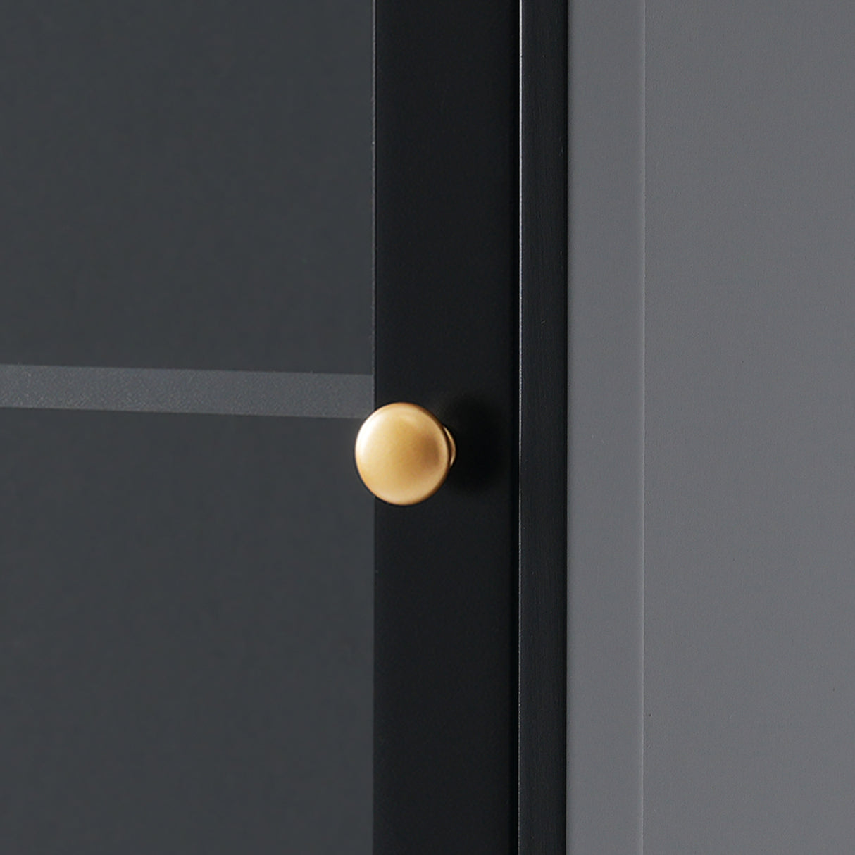 Tall Bathroom Storage Cabinet with Glass Doors, Free-Standing, Two Drawers, and Adjustable Shelves, MDF Board, Painted Black - V.I.P Digital Presence