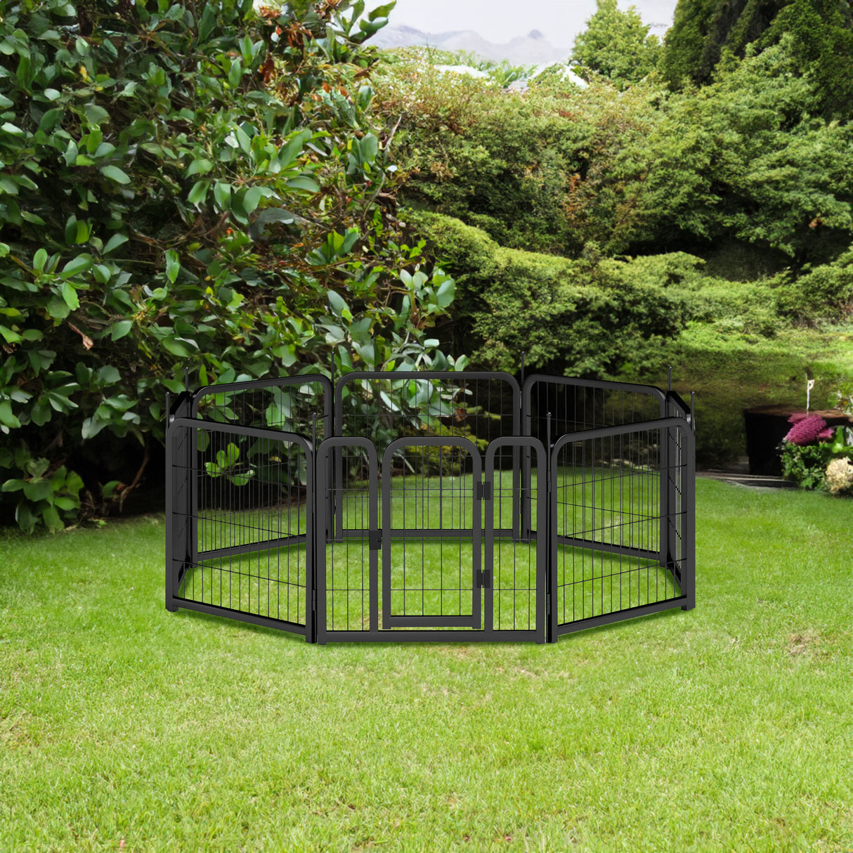 8-panel dog fence, 24 inch small dog pet fence, portable indoor pet game fence. Black, 22.2 inches wide x 23.6 inches high. - V.I.P Digital Presence