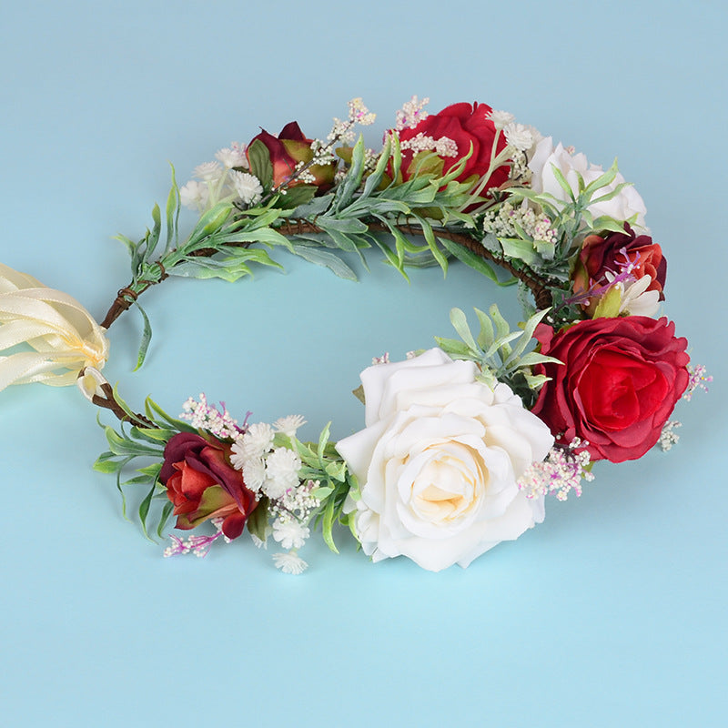 Flower garland headwear Hawaiian flower girl beautiful super fairy bride rose ring accessory - V.I.P Digital Presence