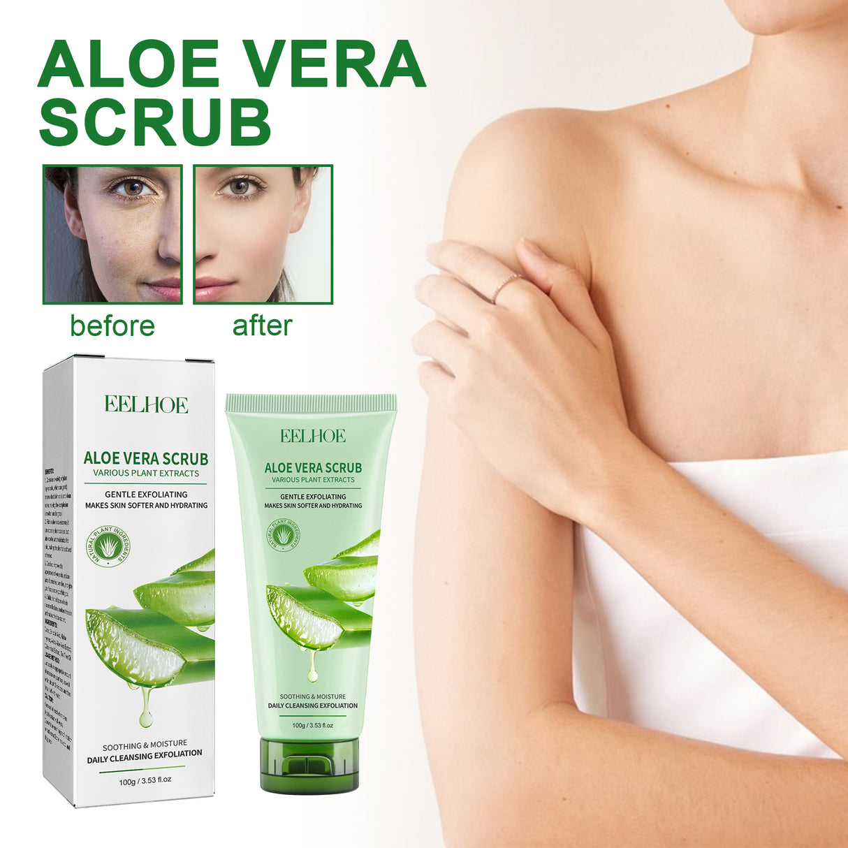 Aloe Vera Scrub For Deep Cleansing, Exfoliating And Smoothing Acne Marks, Soft Skin Scrub