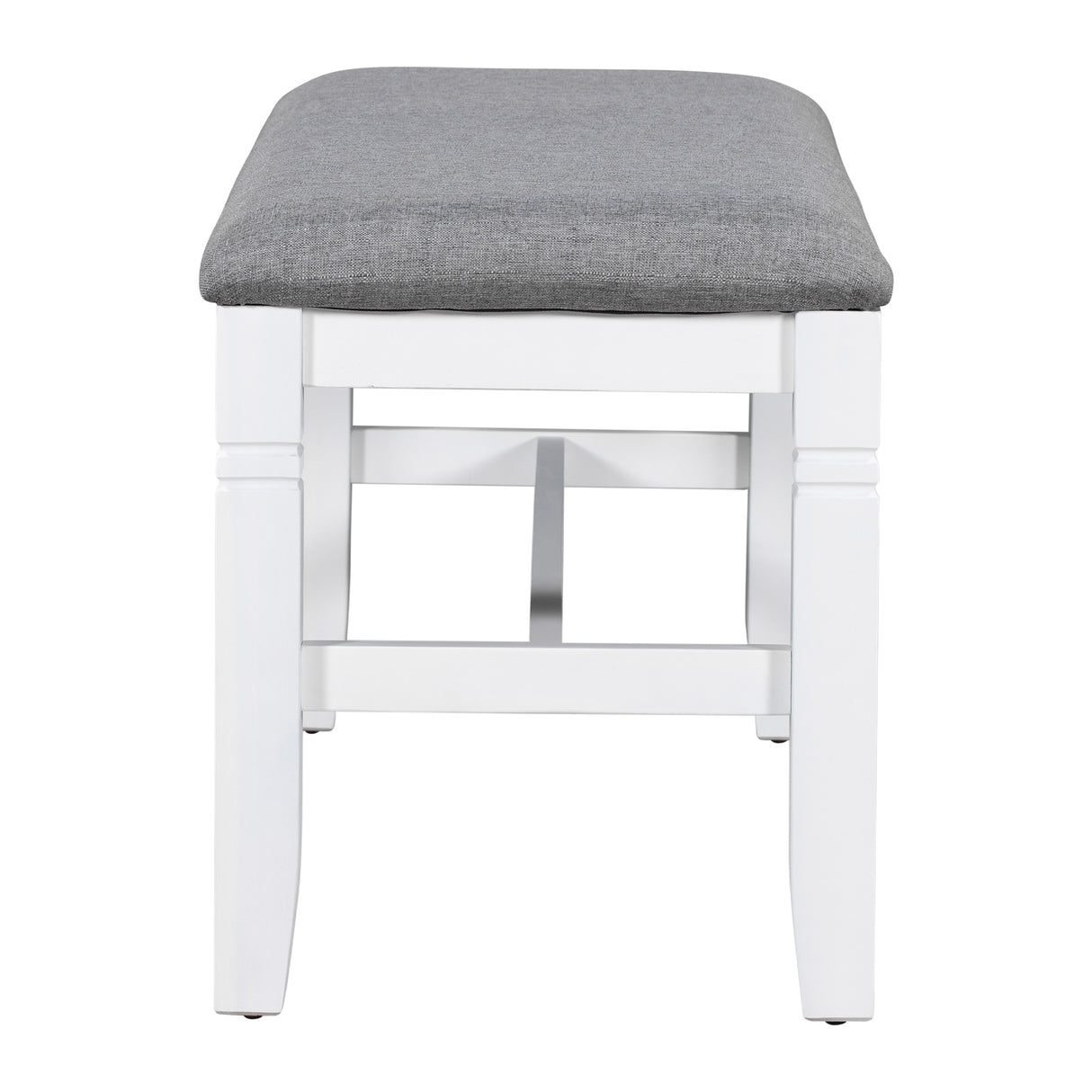 TOPMAX 6-Piece Wood Dining Table Set Kitchen Table Set with Upholstered Bench and 4 Dining Chairs, Farmhouse Style Gray+White