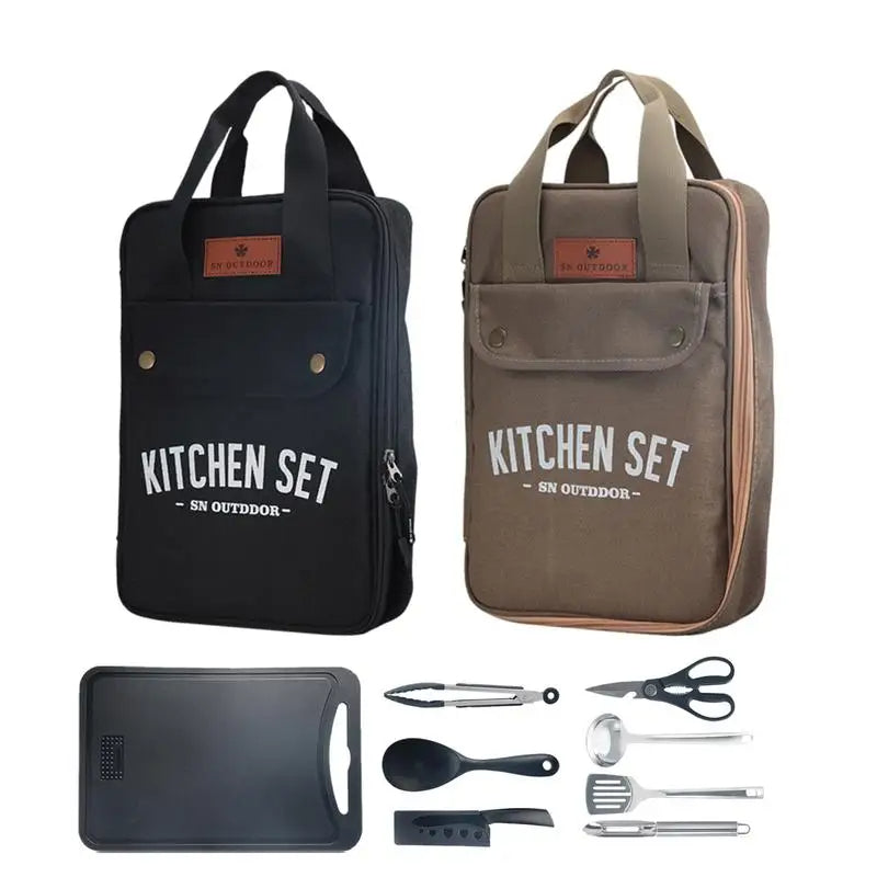 Camping Kitchen Set 8pcs Camping Outdoor Cookware Kit Stainless Steel Camping Tool Travel Set And Utensil Organizer Storage bag - V.I.P Digital Presence