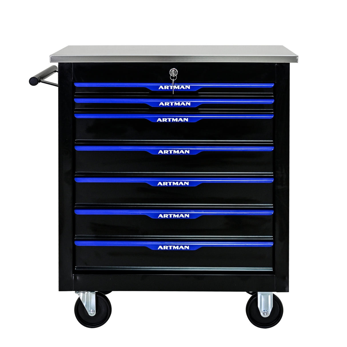 7 DRAWERS MULTIFUNCTIONAL TOOL CART WITH WHEELS-BLACK+BLUE - V.I.P Digital Presence