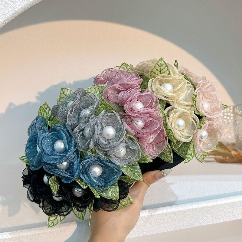 Fashionable fabric flower pearl flower headband - V.I.P Digital Presence