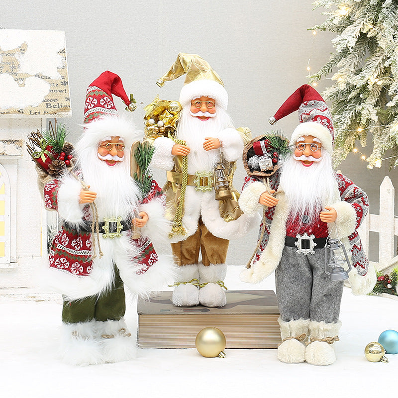 Christmas crafts 18 inch, wearing snow boots, backpack, standing, Santa Claus, dwarf - V.I.P Digital Presence