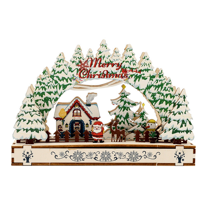 Christmas Wooden Decorations Christmas Village Shopping Mall Window Display Creative Handmade DIY Christmas Gifts - V.I.P Digital Presence